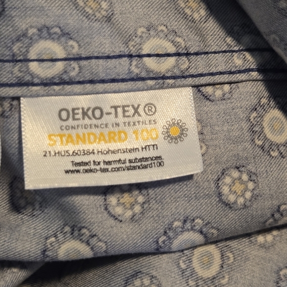 Lands End Traditional Fit No Iron Twill Mens Geo Print Button Shirt 15 - 15 1/2 - Picture 13 of 15